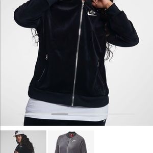 Nike black velour zip up track jacket/sweatshirt